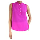 Magenta sleeveless ruffle-trimmed blouse - size UK 8 - Claudie Pierlot