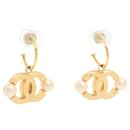 Gold Coco Mark gold plated earrings with pearl detail - Chanel