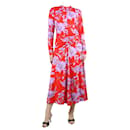 Vestido largo rojo con estampado floral y cuello alto - talla UK 12 - Autre Marque