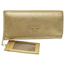 PRADA Safiano leather Long Wallet Gold Tone Auth 72010 - Prada