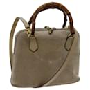 GUCCI Bamboo Hand Bag Suede 2way Beige Auth 70950 - Gucci