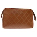 CHANEL Bicolole Pouch Leather Brown CC Auth 70938 - Chanel