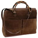 GUCCI Bamboo Hand Bag Suede 2way Brown 002 123 0322 auth 72032 - Gucci