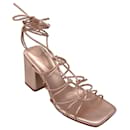 Gianvito Rossi Rose Gold Metallic Lace Up Leather Sandals