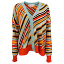 Maglione cardigan a righe in lana multicolor arancione Marni