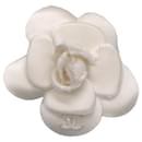 Chanel Ivory CC Logo Silk Camellia Brooch