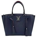 LockMeTo calf leather Grained Leather 2-Ways Tote Bag Navy - Louis Vuitton