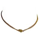 Charniere Kleine Halskette Aus Vergoldetem Metall Beige - Hermès