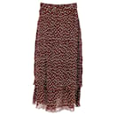 Ganni Pleated Polka-Dot Midi Skirt in Brown Polyester