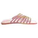 René Caovilla Frida Strappy Flat Sandals in Pink Crystals - Rene Caovilla