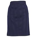 Thierry Mugler Stripe Skirt in Blue Wool