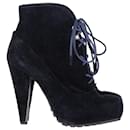 Proenza Schouler Lace-Up Boots in Navy Blue Suede