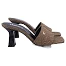 Versace All Over Logo Mules in Brown Canvas