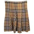 Burberry Pleated Plaid Mini Skirt in Beige Wool