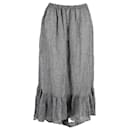 Lisa Marie Fernandez Asymmetric Midi Skirt in Grey Linen