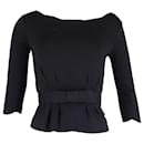 Christian Dior Bow Detail Blouse in Navy Blue Wool
