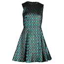 Dolce & Gabbana Flared Sleeveless Mini Dress in Metallic Green Polyester