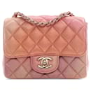 Chanel Pink Mini Square Ombre Iridescent Lambskin Flap