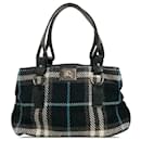Burberry – Schwarze Handtasche aus Wolle mit House Check-Muster