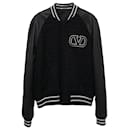 Valentino Bomber Jacket in Black Tweed and Leather - Valentino Garavani