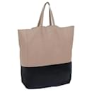 CELINE Horizontal Cabas Tote Bag Leather Beige Black Auth fm3340 - Céline