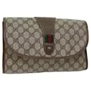 GUCCI GG Canvas Web Sherry Line Clutch Bag PVC Beige Green Red Auth bs13629 - Gucci