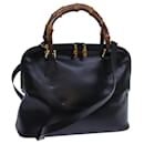 GUCCI Bamboo Hand Bag Leather 2way Black Auth 70622 - Gucci