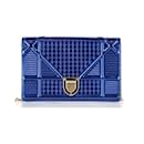 Bolso cartera con cadena Dior Diorama en cuero azul