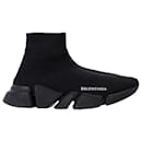 Balenciaga-Geschwindigkeit 2.0 Sneakers aus schwarzem recyceltem Polyester