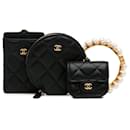 Chanel Black Pearl Crown CC Bracelet Multi Pochettes