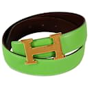 Hermès Green Constance Reversible Belt