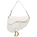 Dior White Embroidered Canvas Camouflage Saddle
