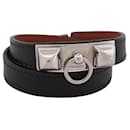 HERMES RIVAL lined TOWER BRACELET IN BLACK BOX LEATHER T 19 STRAP LEATHER - Hermès