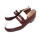JM WESTON LOAFERS 7D 41 TWO-TONE LEATHER + POUCHES LOAFERS SHOES - JM Weston