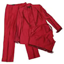 Tailleur pantalone in seta rossa Escada, Y2k abito da donna