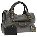 BALENCIAGA Giant City Hand Bag Leather 2way Gray 173084 Auth FM3355 - Balenciaga