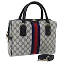 GUCCI GG Canvas Sherry Line Hand Bag PVC 2way Navy Red Auth 71079 - Gucci