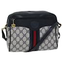 GUCCI GG Canvas Sherry Line Shoulder Bag PVC Navy Red Auth yk11810 - Gucci