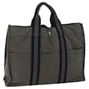 HERMES Fourre Tout MM Hand Bag Canvas Black Gray Auth 70871 - Hermès