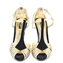 Dolce & Gabbana Black/Gold Heart Sculptured Heel Sandals