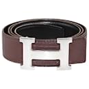 Hermes Black/Chocolat Reversible H Buckle Belt - Hermès