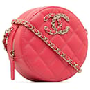 Chanel 19 Round Caviar Clutch With Chain Pink