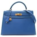 Hermès Courchevel Kelly Sellier 32 blue
