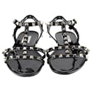 Valentino Black Rockstud Summer Flat Sandals