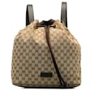 Gucci GG Canvas Drawstring Backpack Brown