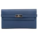Hermes Epsom Classic Kelly Cartera Azul - Hermès