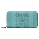 Chanel Tweed Deauville Continental Wallet Blue