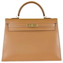 Hermes Natural Kelly Sellier 35 GHW Bag - Hermès