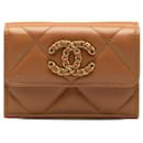 Chanel 19 Trifold Flap Compact Wallet Brown