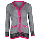 Chanel Colorblock Buttoned Sweater in Grey Wool